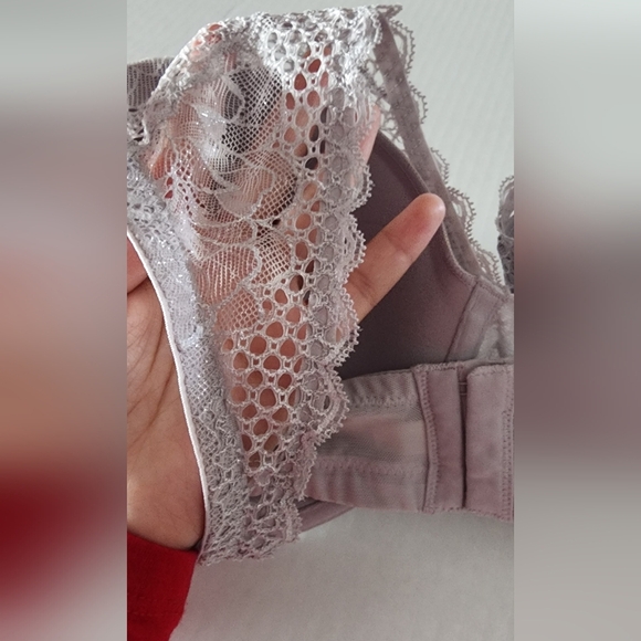 Ambrielle 40DDD  Plunge Full Figure Lilac Silver Underwire   Bra With Lace - Picture 3 of 5